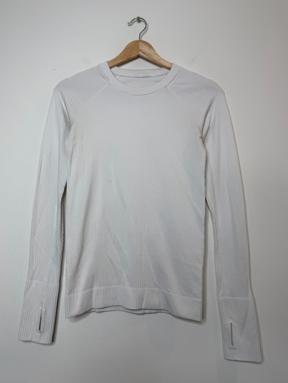 Lululemon White Ribbed Layering Longsleeve Top size small